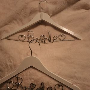 Two Bride hangers wooden and metal